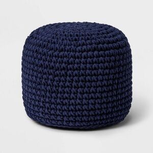 Cloud Island Dark Blue Knitted Pouf